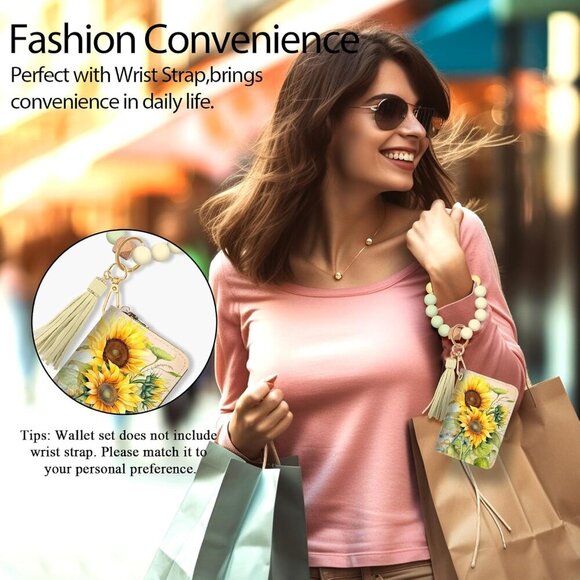 Credit Card Holder RFID Wallet, Small Card Holder Wallet for Women with Keychain - Picture 2 of 6